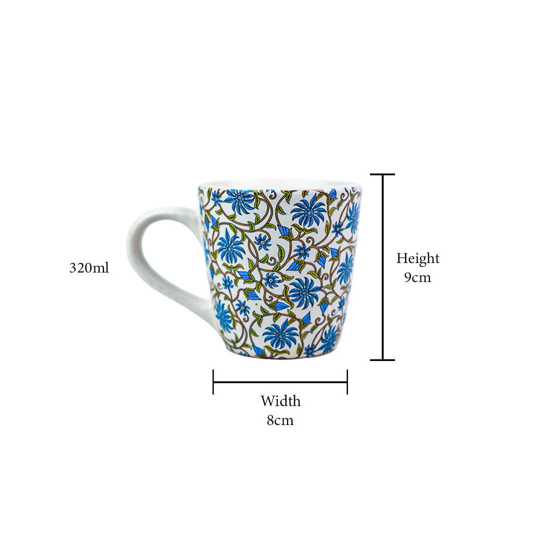 Handcrafted Ceramic Blue Blossom Mug Set of 1 320 ml