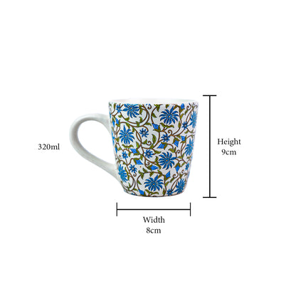 Handcrafted Ceramic Blue Blossom Mug Set of 1 320 ml