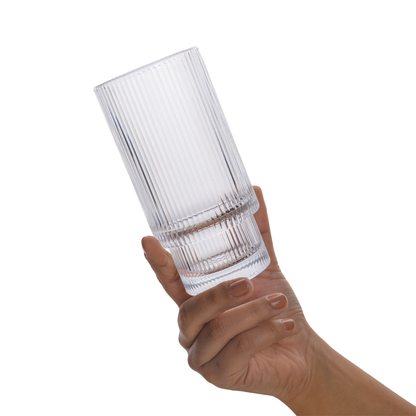 Long Ribbed Water Glass Set Of 6 295 ml