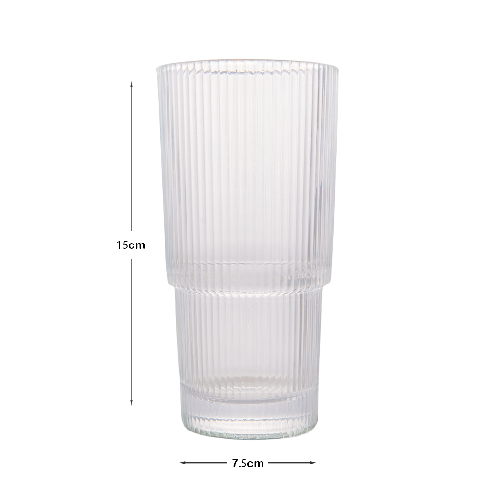 Long Ribbed Water Glass Set Of 6 295 ml