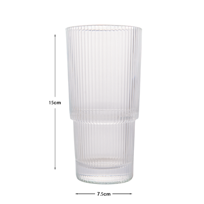 Long Ribbed Water Glass Set Of 6 295 ml