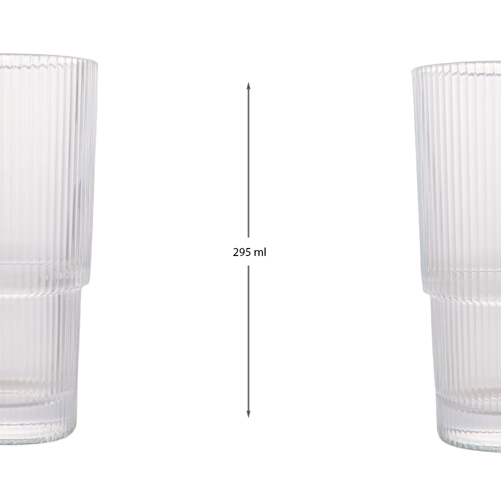 Long Ribbed Water Glass Set Of 6 295 ml