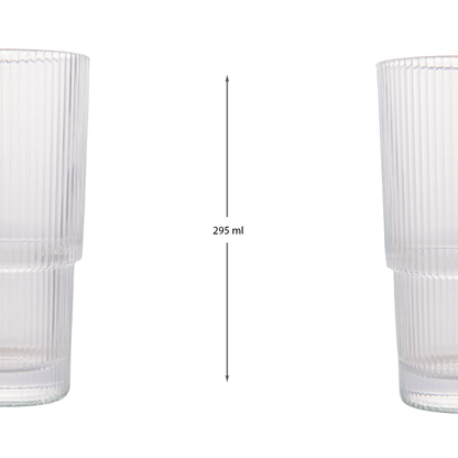 Long Ribbed Water Glass Set Of 6 295 ml