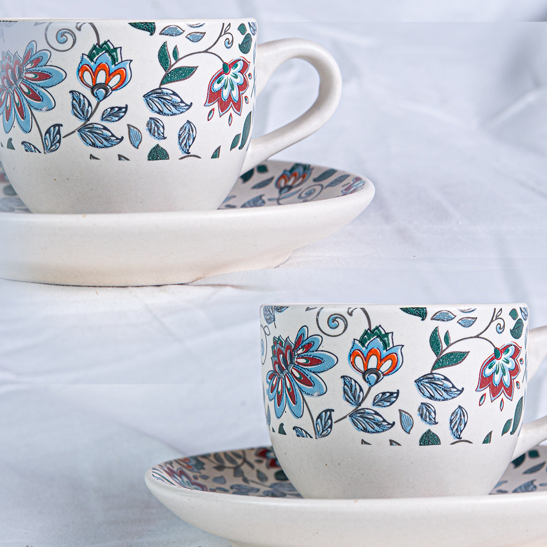 Handcrafted Eternal Bloom Cup and Saucer Set of 2 200 ml