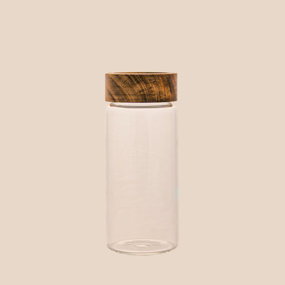 Multi Purpose Glass Jar with Wooden Lid Set of 1 400 ml