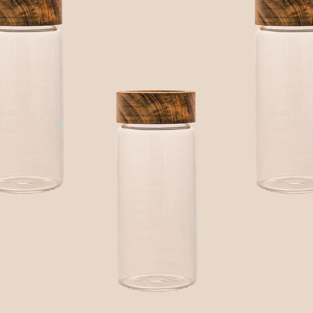 Multi Purpose Glass Jar with Wooden Lid Set of 1 400 ml