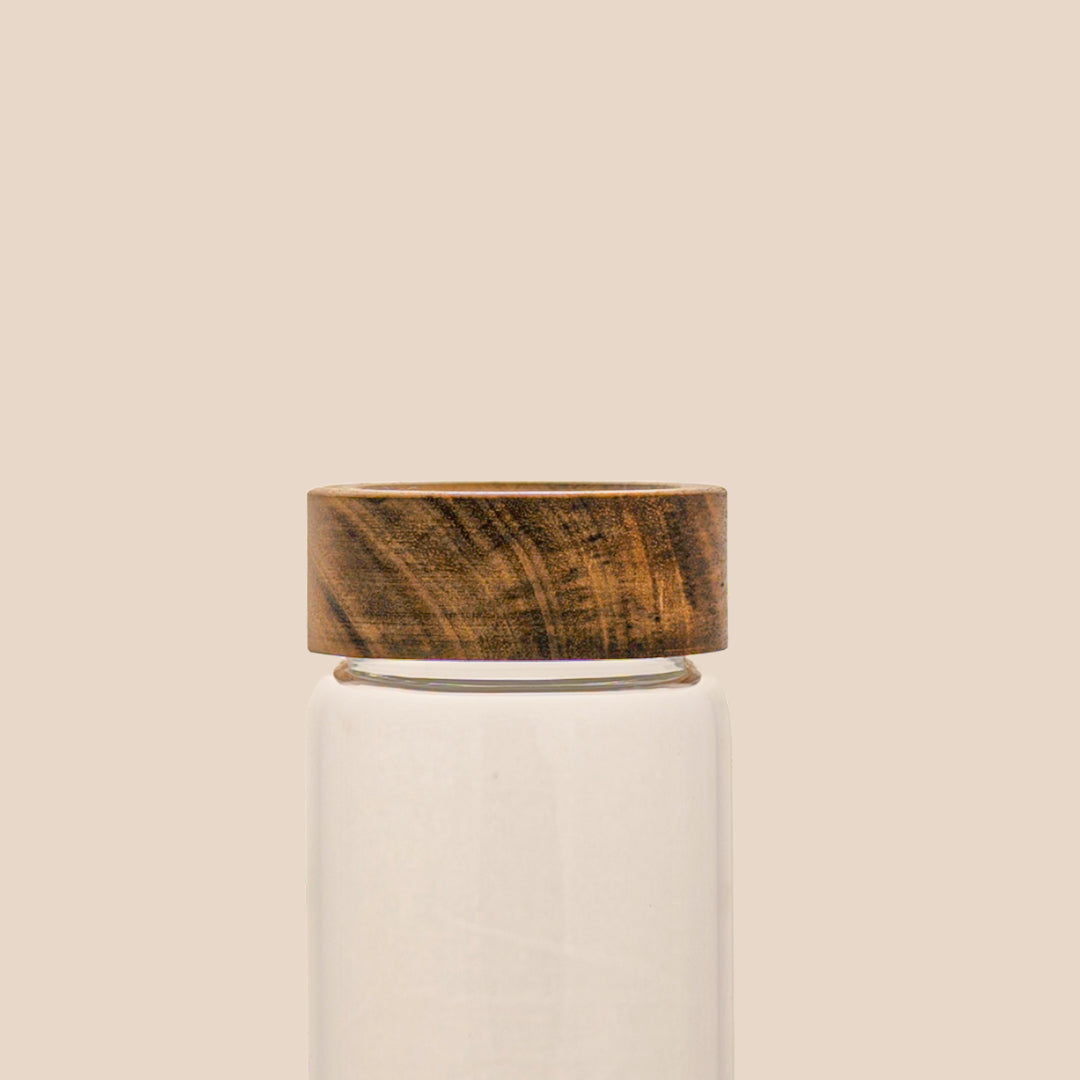 Multi Purpose Glass Jar with Wooden Lid Set of 1 400 ml