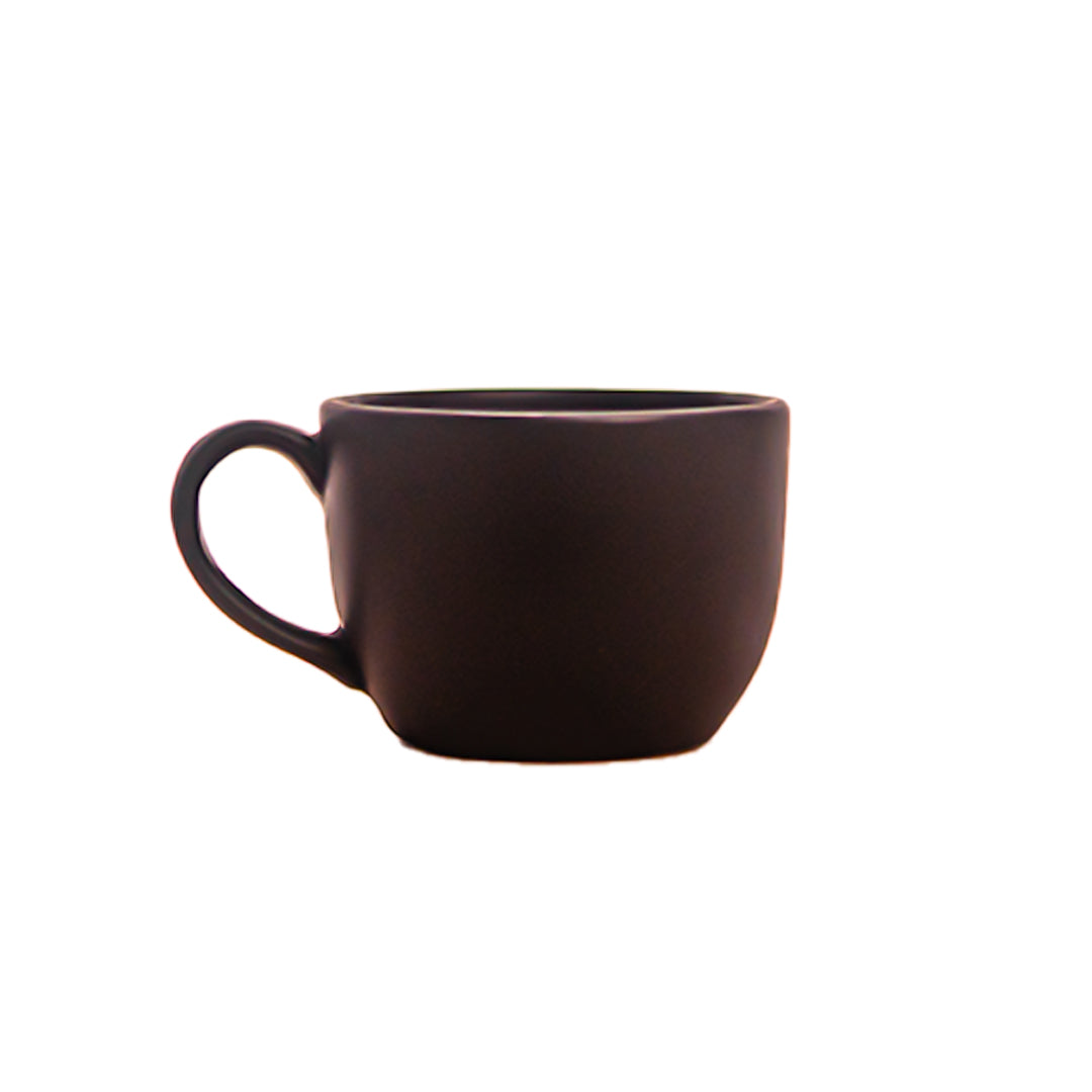 Handcrafted Matte Black Mystic Ceramic Cup and Saucer Set of 2 200 ml