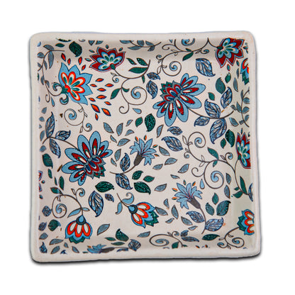 Handcrafted Artisan Bloom Square Platter Set of 6