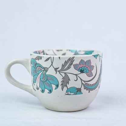 Handcrafted AquaBloom Ceramic Cup and Saucer Set of 2 200ml