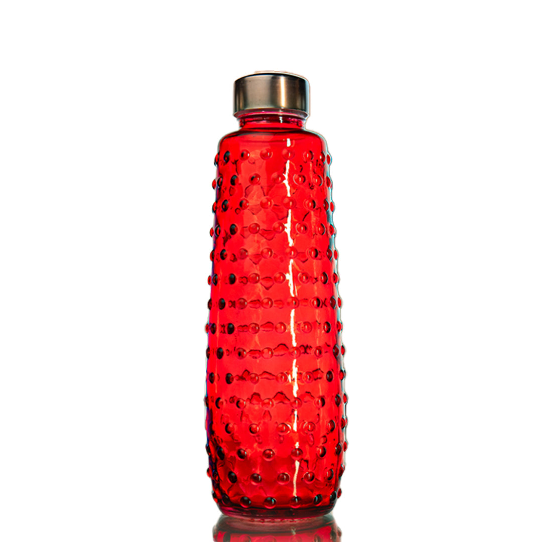 Bubbled Multi-Coloured Glass Water Bottle Set of 4 1000ml