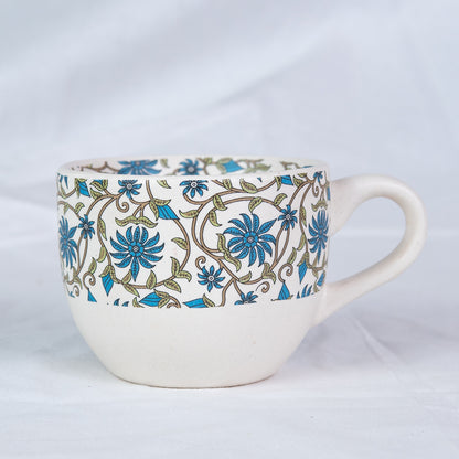 Handcrafted Bluevine Ceramic Cup and Saucer Set of 2 200 ml