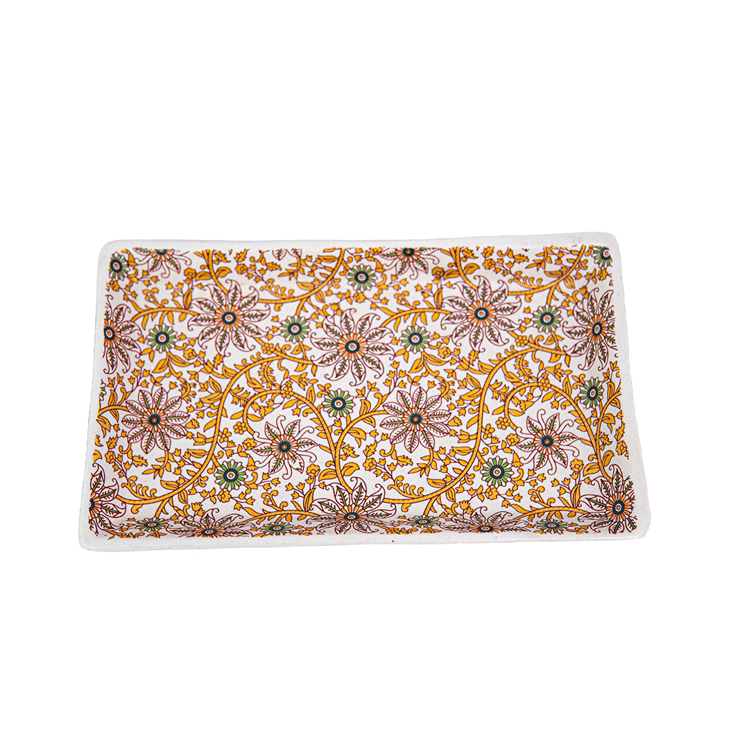 GoldenVine Handmade Ceramic Rectangular Snack Platter Set of 2