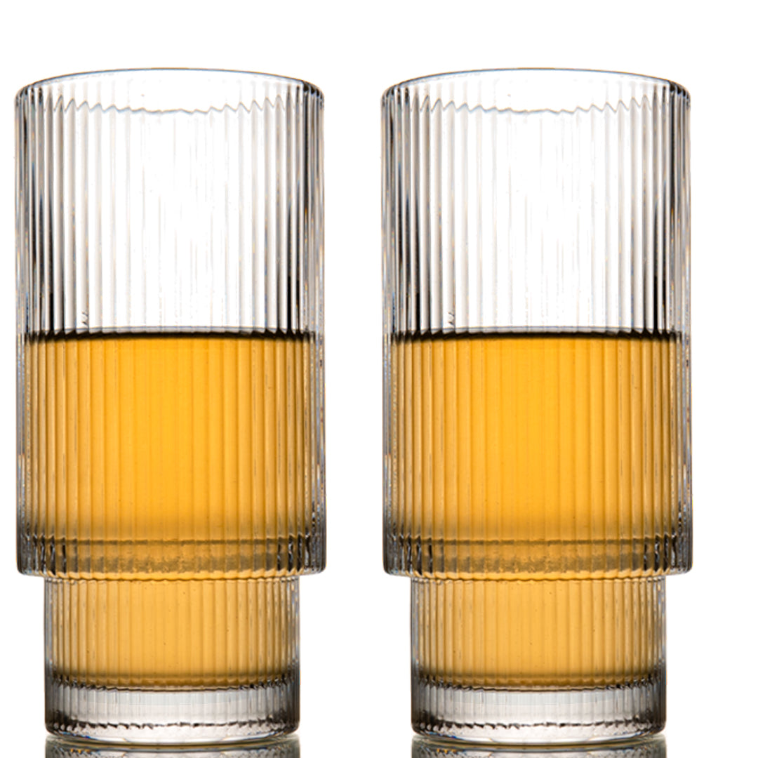 Long Ribbed Water Glass Set Of 6 295 ml