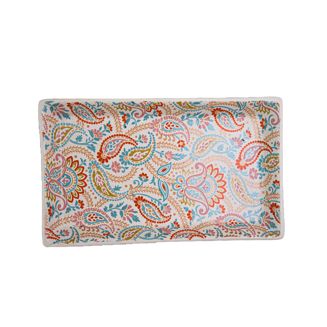 Floral Fiesta Handmade Rectangular Platter Set of 2