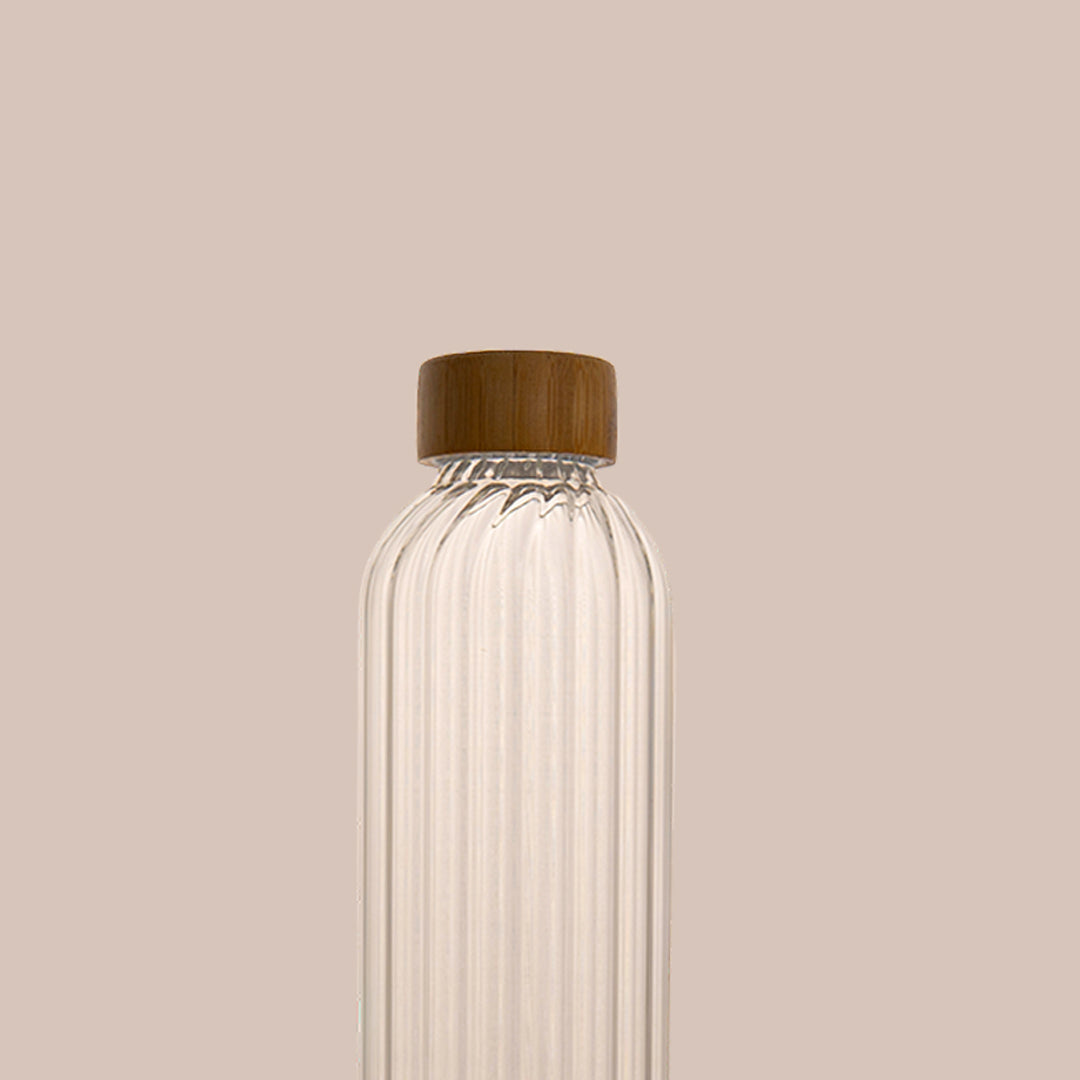 Ribbed Borosilicate Glass Water Bottle Set Of 1 1000ml