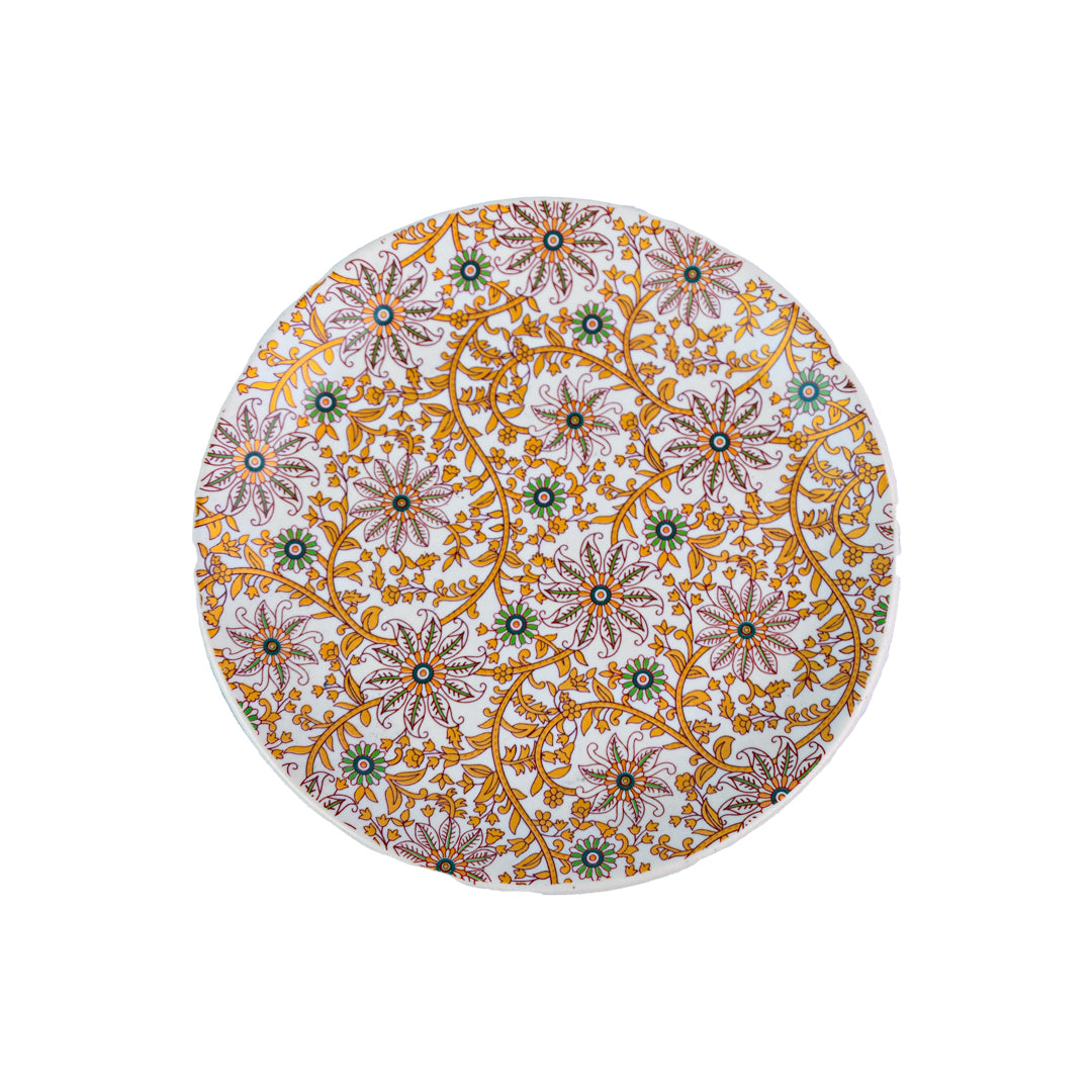 Handcrafted Golden Flora 20 Piece Dinner Set For 6