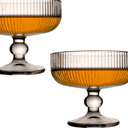 Vintage Ribbed Ice Cream and Wine Glass Set of 6 285 ml