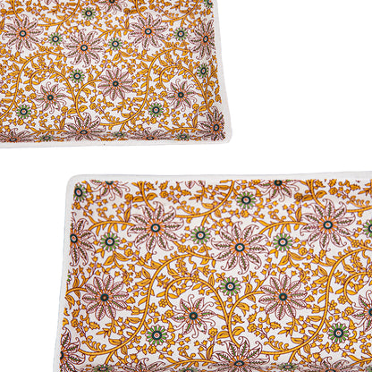 GoldenVine Handmade Ceramic Rectangular Snack Platter Set of 2