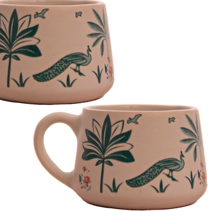 Handmade Ceramic Peacock Bliss Cup Set of 6 150 ML