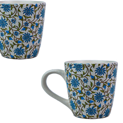 Handcrafted Ceramic Blue Blossom Mug Set of 1 320 ml