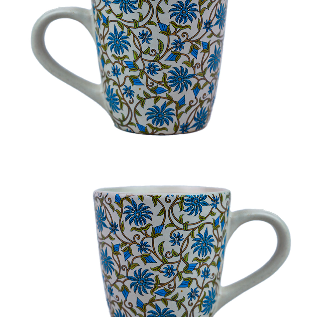 Handcrafted Ceramic Blue Blossom Mug Set of 1 320 ml