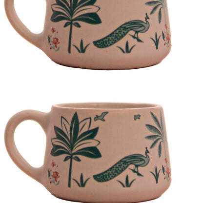 Handmade Ceramic Peacock Bliss Cup Set of 6 150 ML