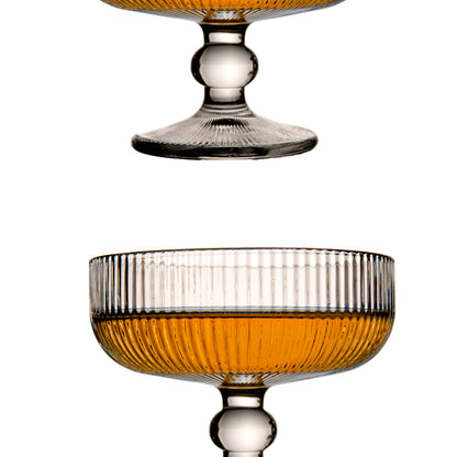 Vintage Ribbed Ice Cream and Wine Glass Set of 6 285 ml
