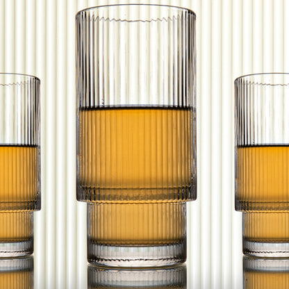 Long Ribbed Water Glass Set Of 6 295 ml