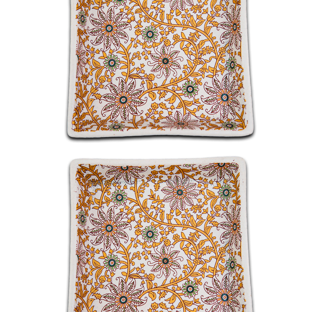 GoldenVine Handmade Ceramic Chaat Platter Set of 6