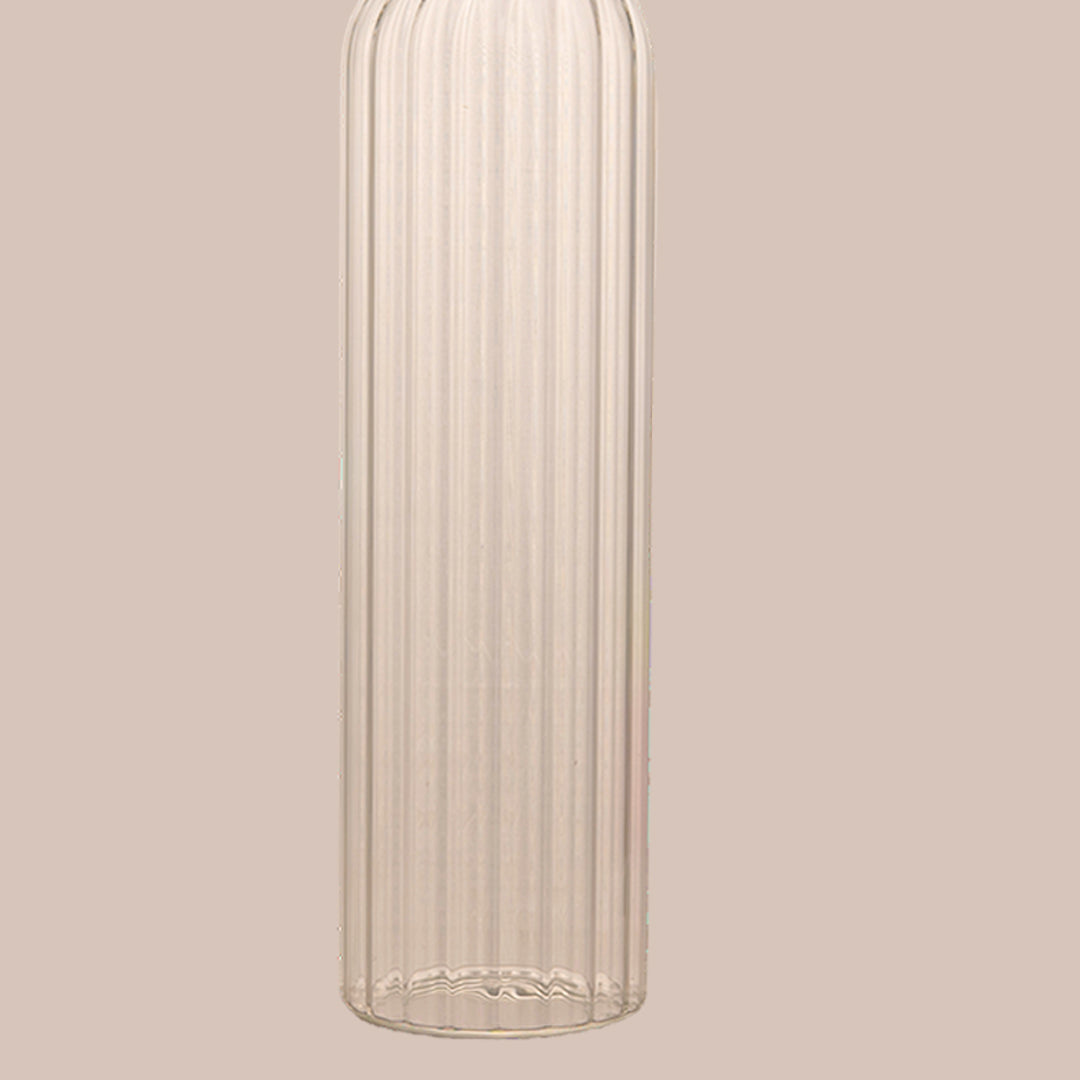 Ribbed Borosilicate Glass Water Bottle Set Of 1 1000ml