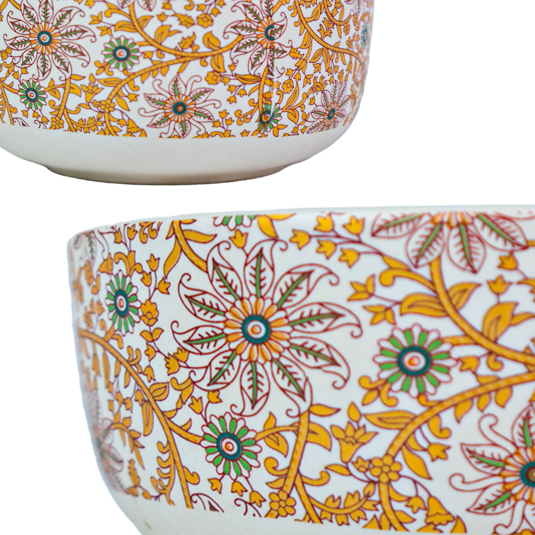 Handcrafted Golden Flora 20 Piece Dinner Set For 6