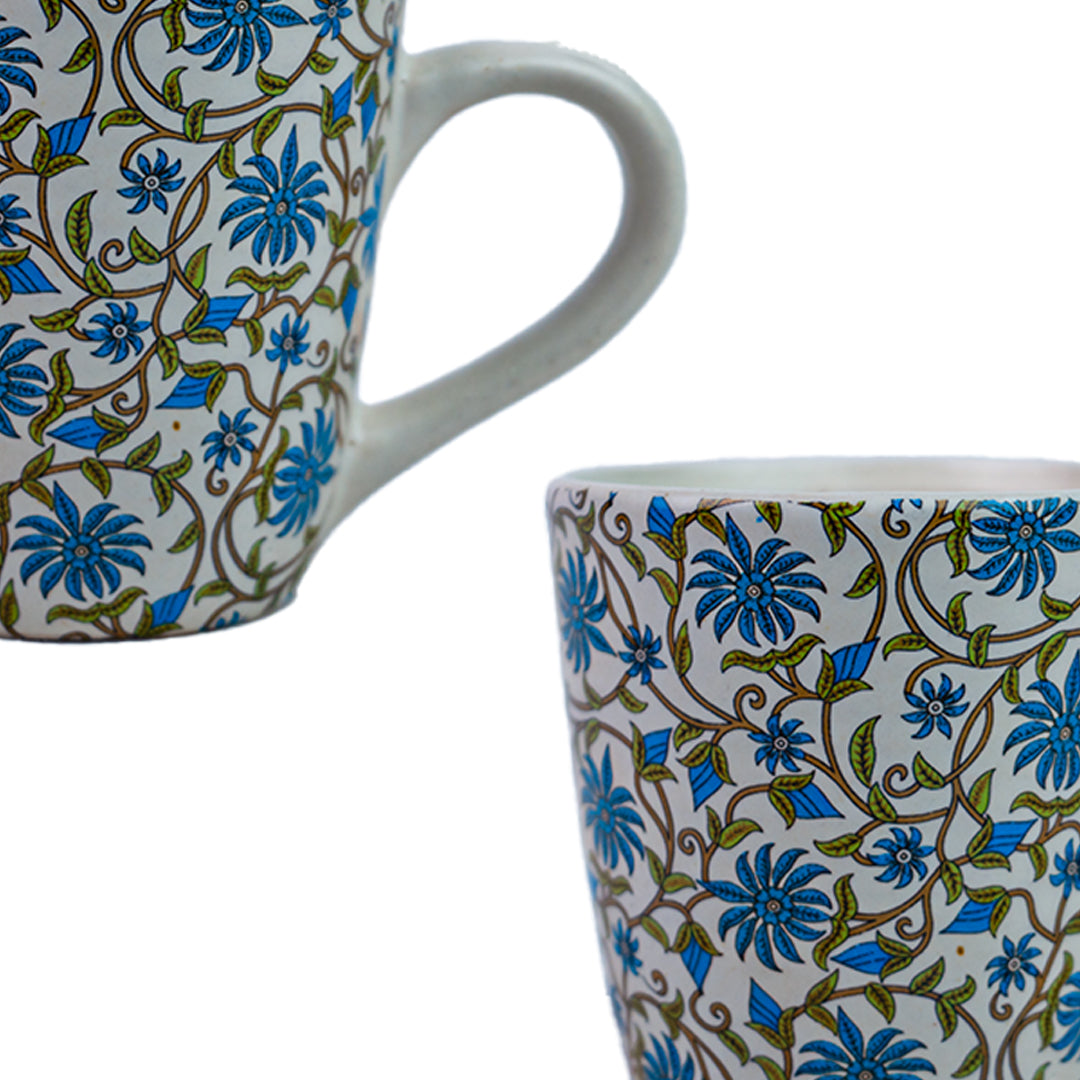 Handcrafted Ceramic Blue Blossom Mug Set of 1 320 ml