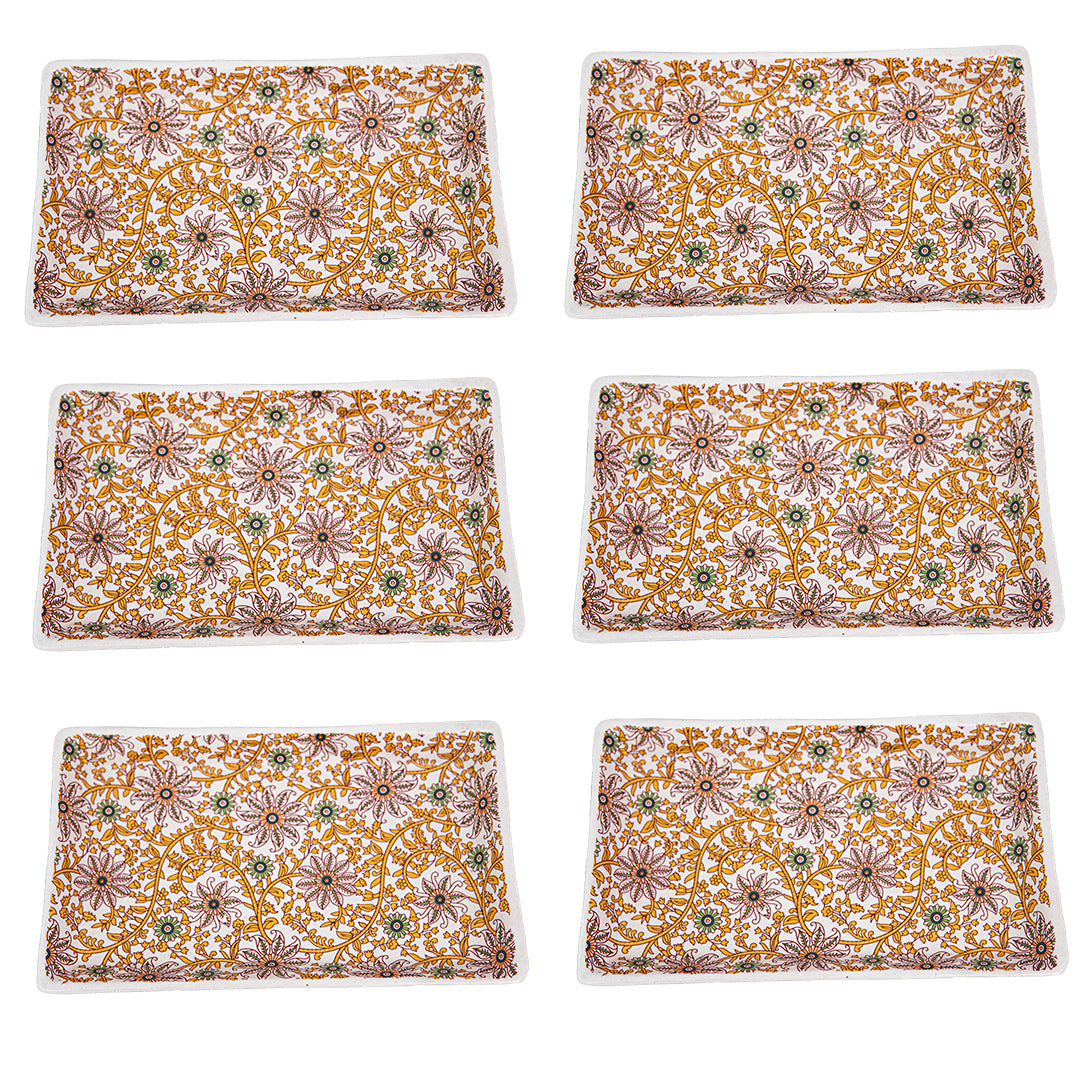 GoldenVine Handmade Ceramic Rectangular Snack Platter Set of 2