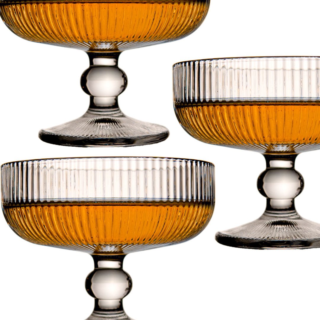 Vintage Ribbed Ice Cream and Wine Glass Set of 6 285 ml