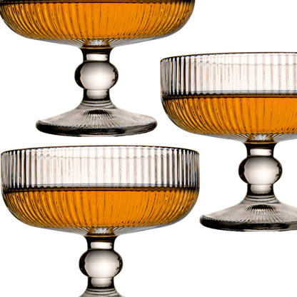 Vintage Ribbed Ice Cream and Wine Glass Set of 6 285 ml