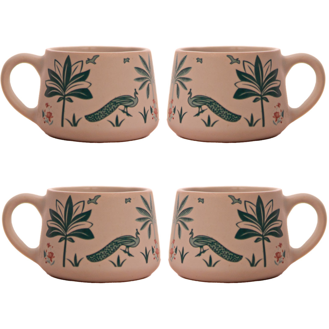 Handmade Ceramic Peacock Bliss Cup Set of 6 150 ML