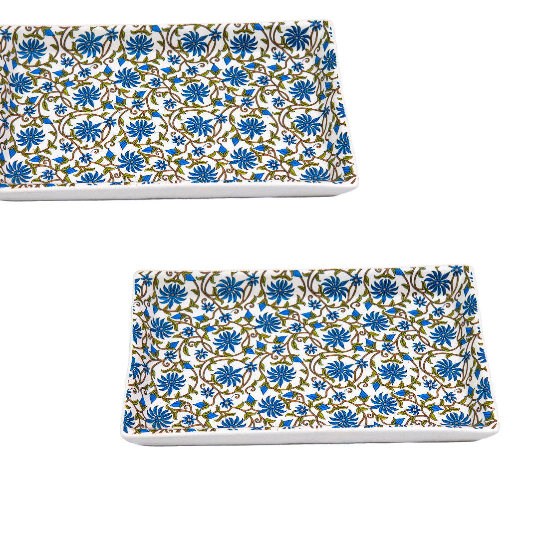 FloraVine Handmade Ceramic Rectangular Patter Set of 2