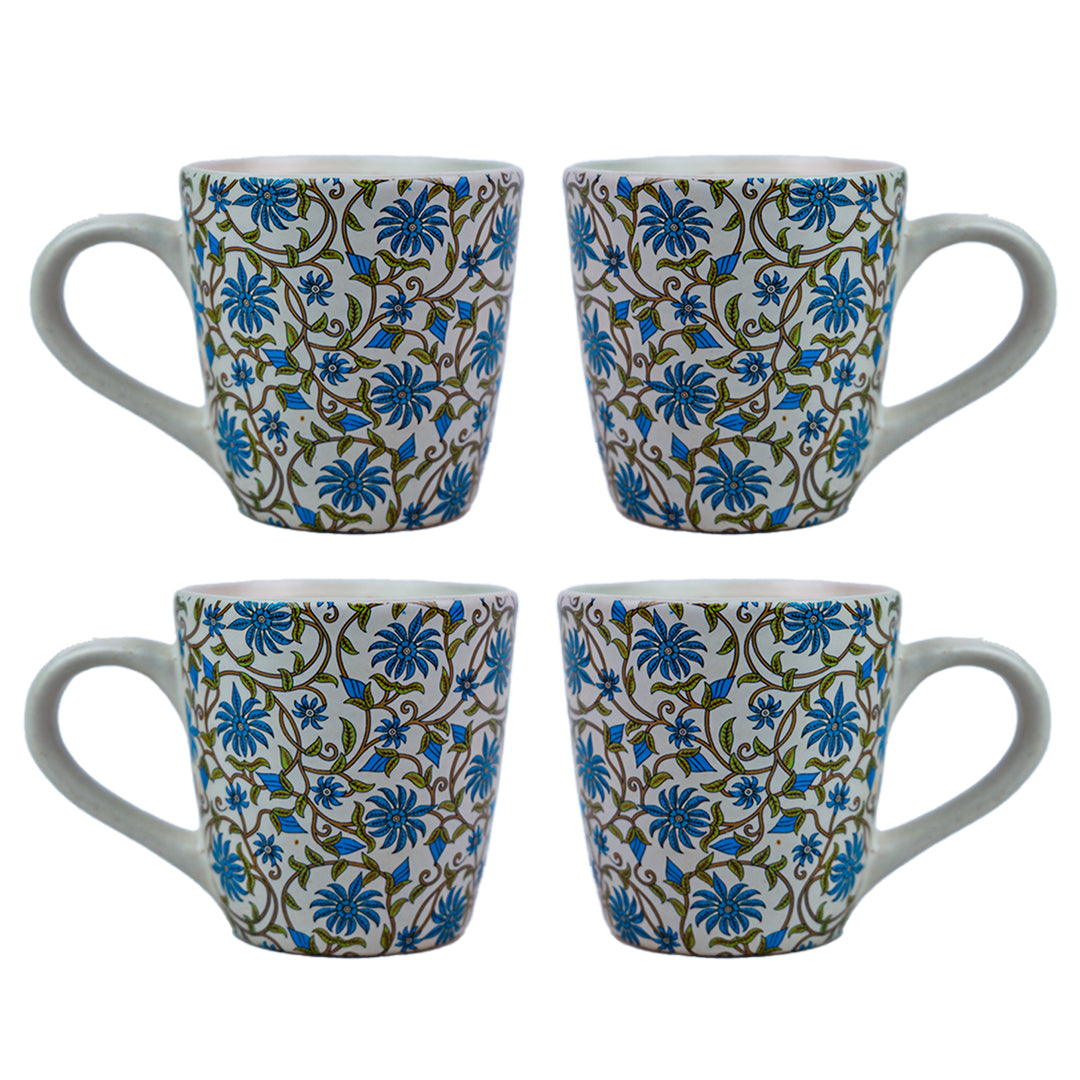 Handcrafted Ceramic Blue Blossom Mug Set of 1 320 ml