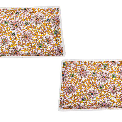 GoldenVine Handmade Ceramic Rectangular Snack Platter Set of 2