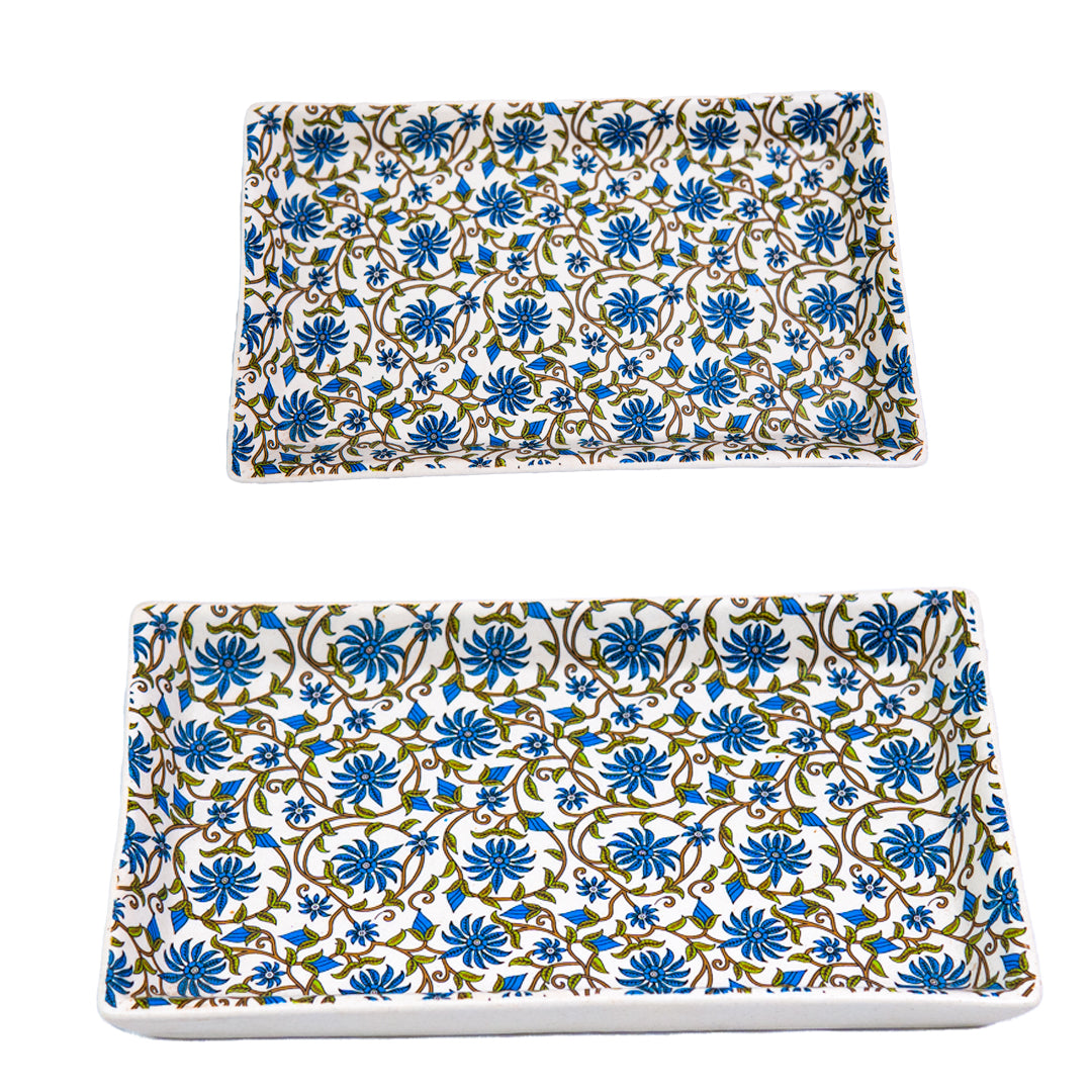 FloraVine Handmade Ceramic Rectangular Patter Set of 2
