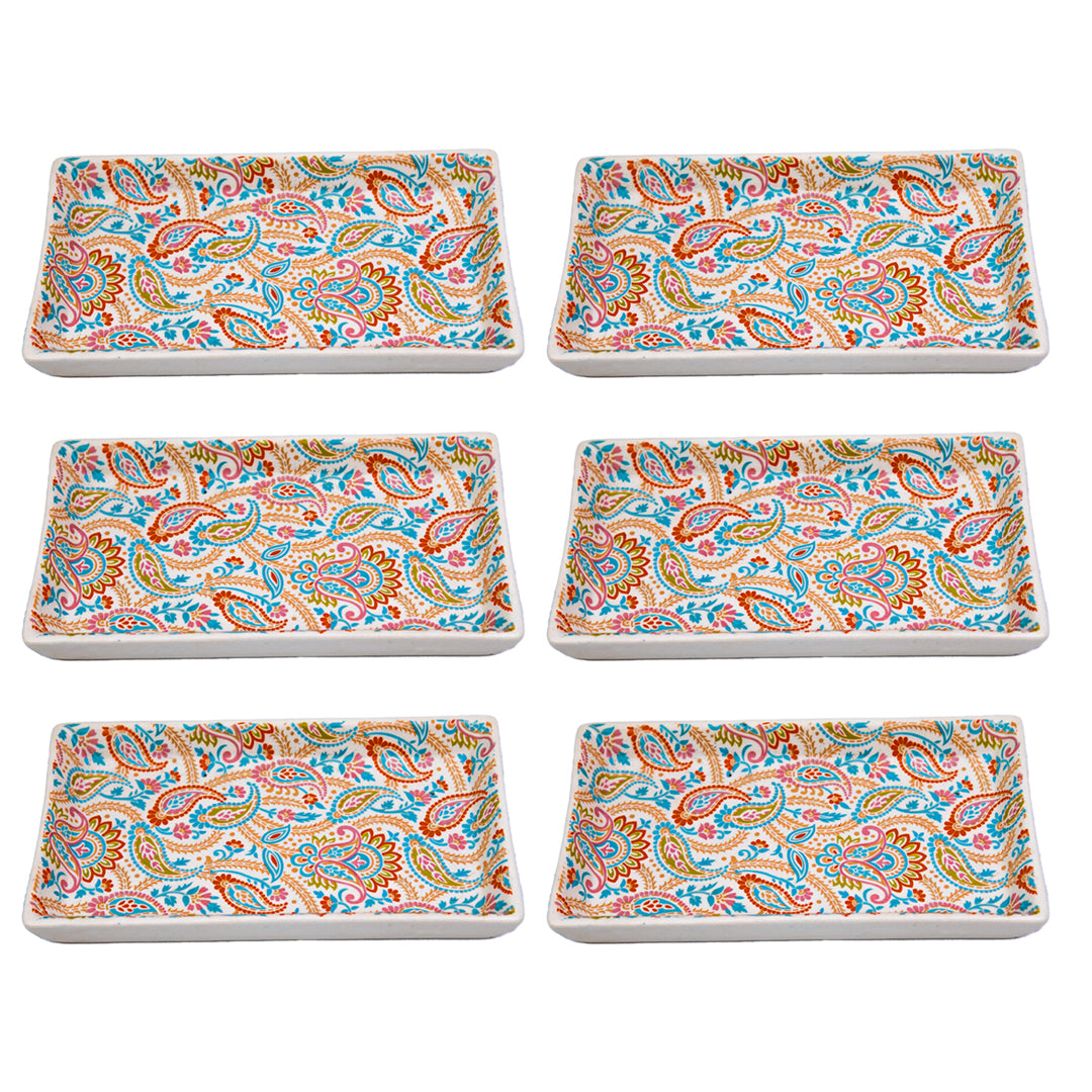 Floral Fiesta Handmade Rectangular Platter Set of 2