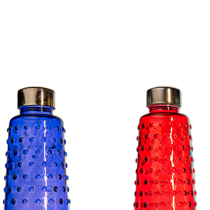 Bubbled Multi-Coloured Glass Water Bottle Set of 4 1000ml