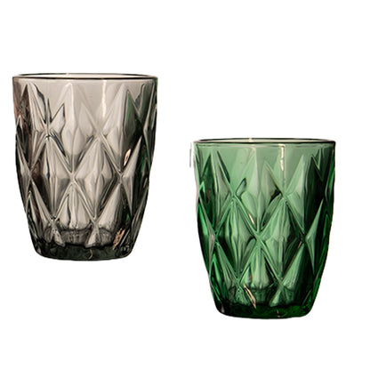 Colored Diamond Cut Water Glass Set of 6 300 ml