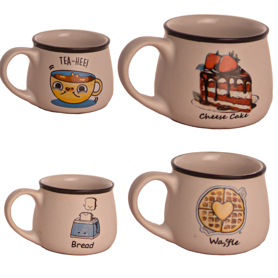 Doodle Sip Ceramic Cups Set of 6 150 ml