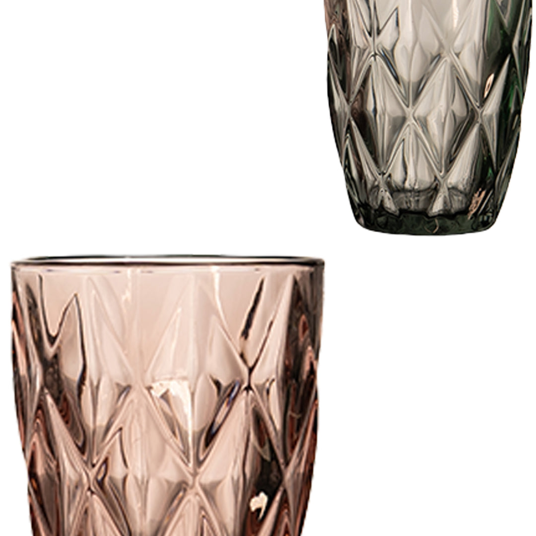 Colored Diamond Cut Water Glass Set of 6 300 ml