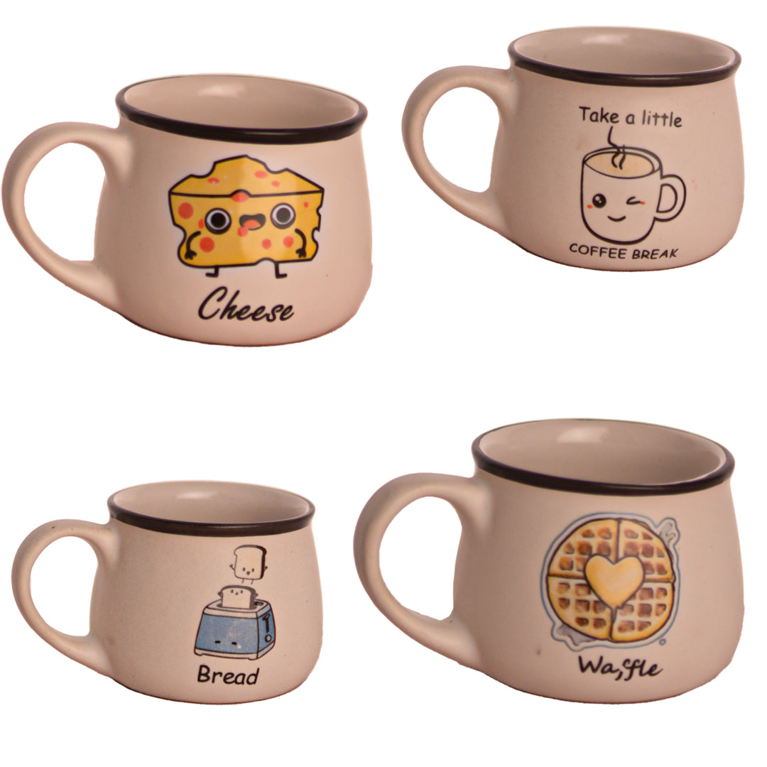 Doodle Sip Ceramic Cups Set of 6 150 ml